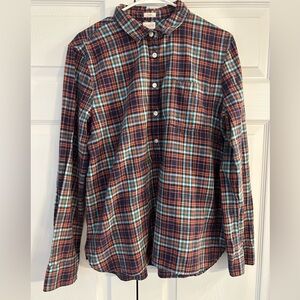 NWOT J.Crew Women’s Purple/Orange Boy Fit Cotton Button Up Blouse Shirt Size L